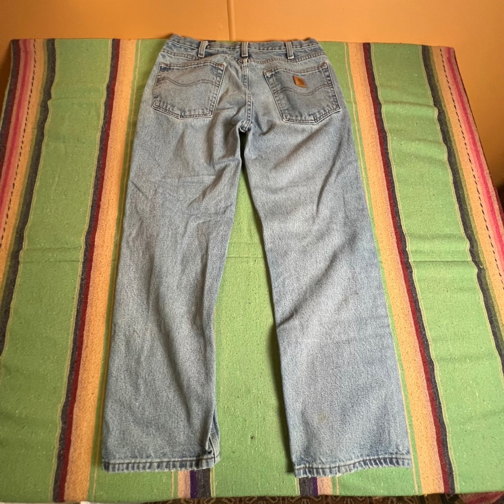 Carhartt B460-LVB Jeans Mens 33x30 Light Wash Relaxed Fit Workwear Denim